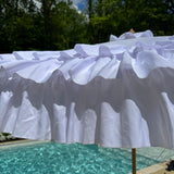 Auvent de parasol d'extérieur à volants blanc