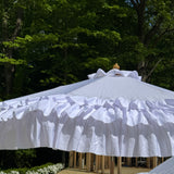 Auvent de parasol d'extérieur à volants blanc