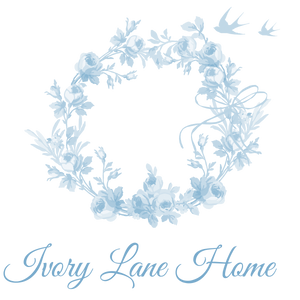 Ivory Lane Home wreath logo blue with text and no background 