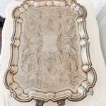 Antique English Chased Silver Plated Serving Tray - Ivory Lane Home