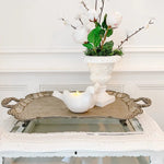 Antique English Chased Silver Plated Serving Tray - Ivory Lane Home