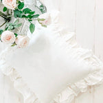 Double Ruffle Linen Throw Pillow - Ivory Lane Home