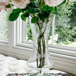 Etched Glass Hourglass Vase - Ivory Lane Home