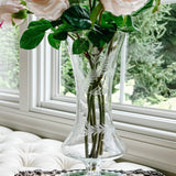 Etched Glass Hourglass Vase - Ivory Lane Home
