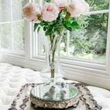 Etched Glass Hourglass Vase - Ivory Lane Home