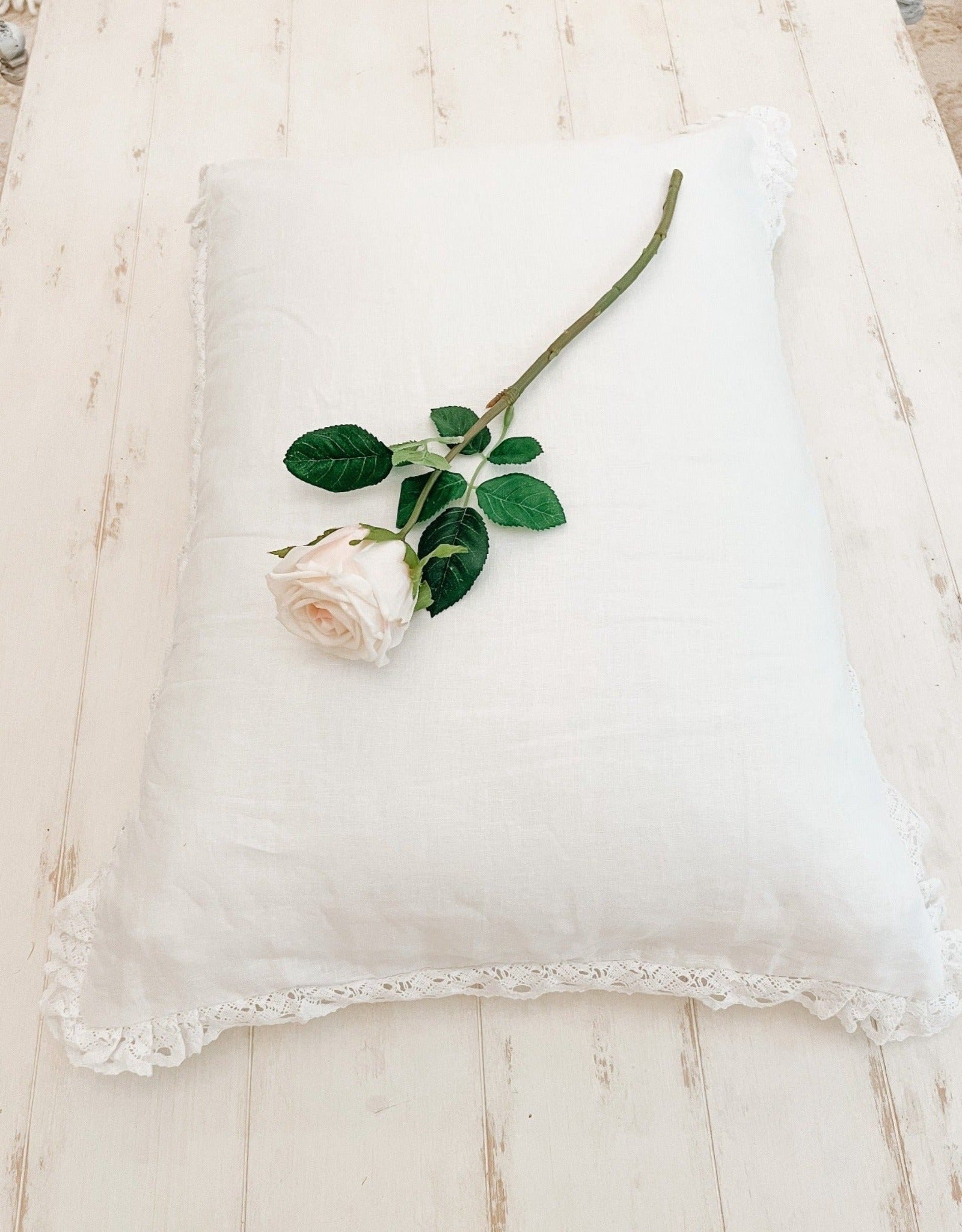 French Linen Crochet Lace Pillow Sham - Ivory Lane Home