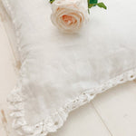 French Linen Crochet Lace Pillow Sham - Ivory Lane Home