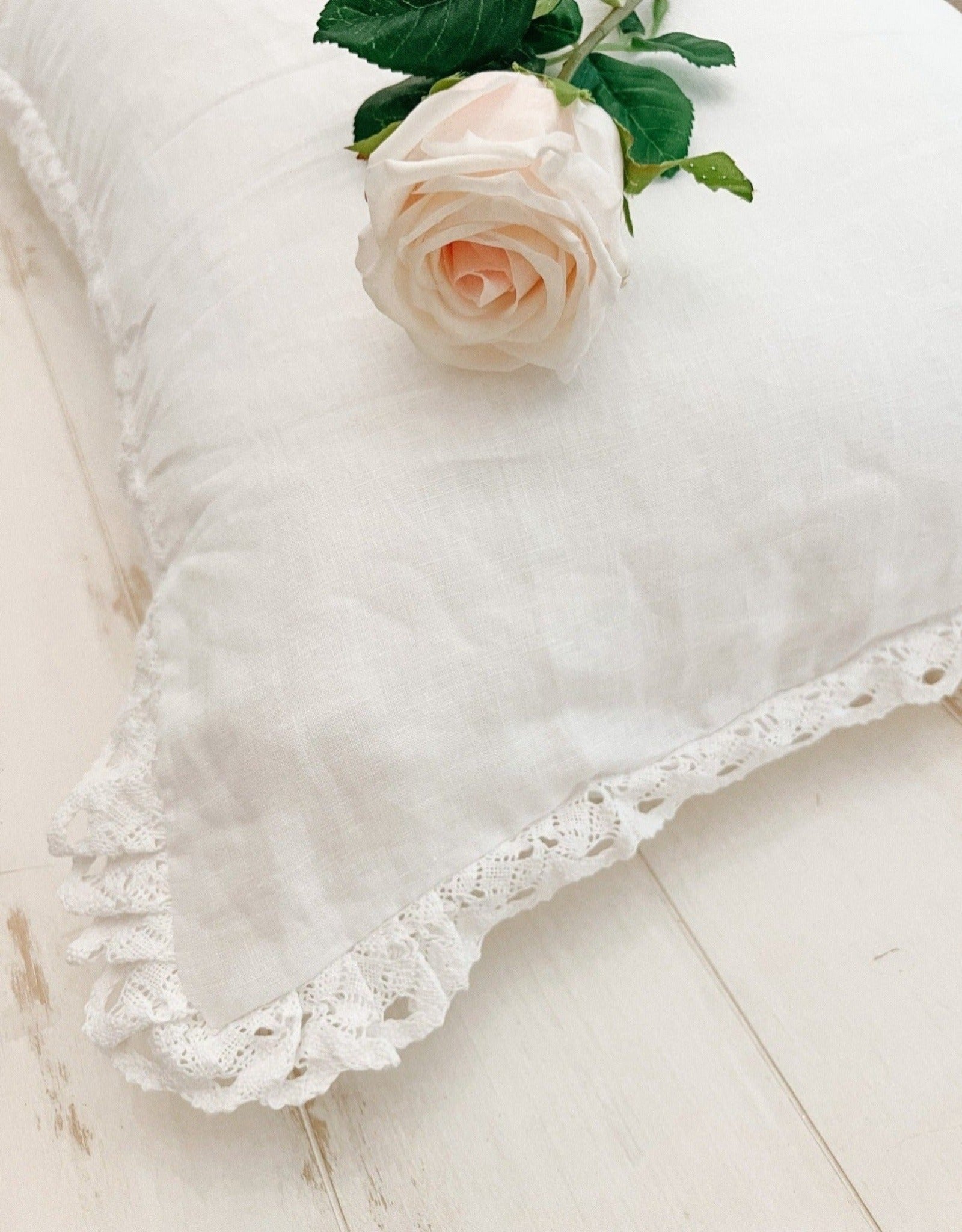 French Linen Crochet Lace Pillow Sham - Ivory Lane Home