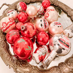 Lot of Vintage Shiny Red Christmas Bulbs, Santa, Holiday Ornaments - Ivory Lane Home