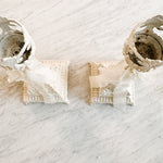 Pair of Vintage Brass Fleur Di Lis Garden Candleholders - Ivory Lane Home