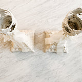 Pair of Vintage Brass Fleur Di Lis Garden Candleholders - Ivory Lane Home