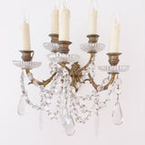 Pair of Vintage French 5 - Light Crystal Sconces - Ivory Lane Home