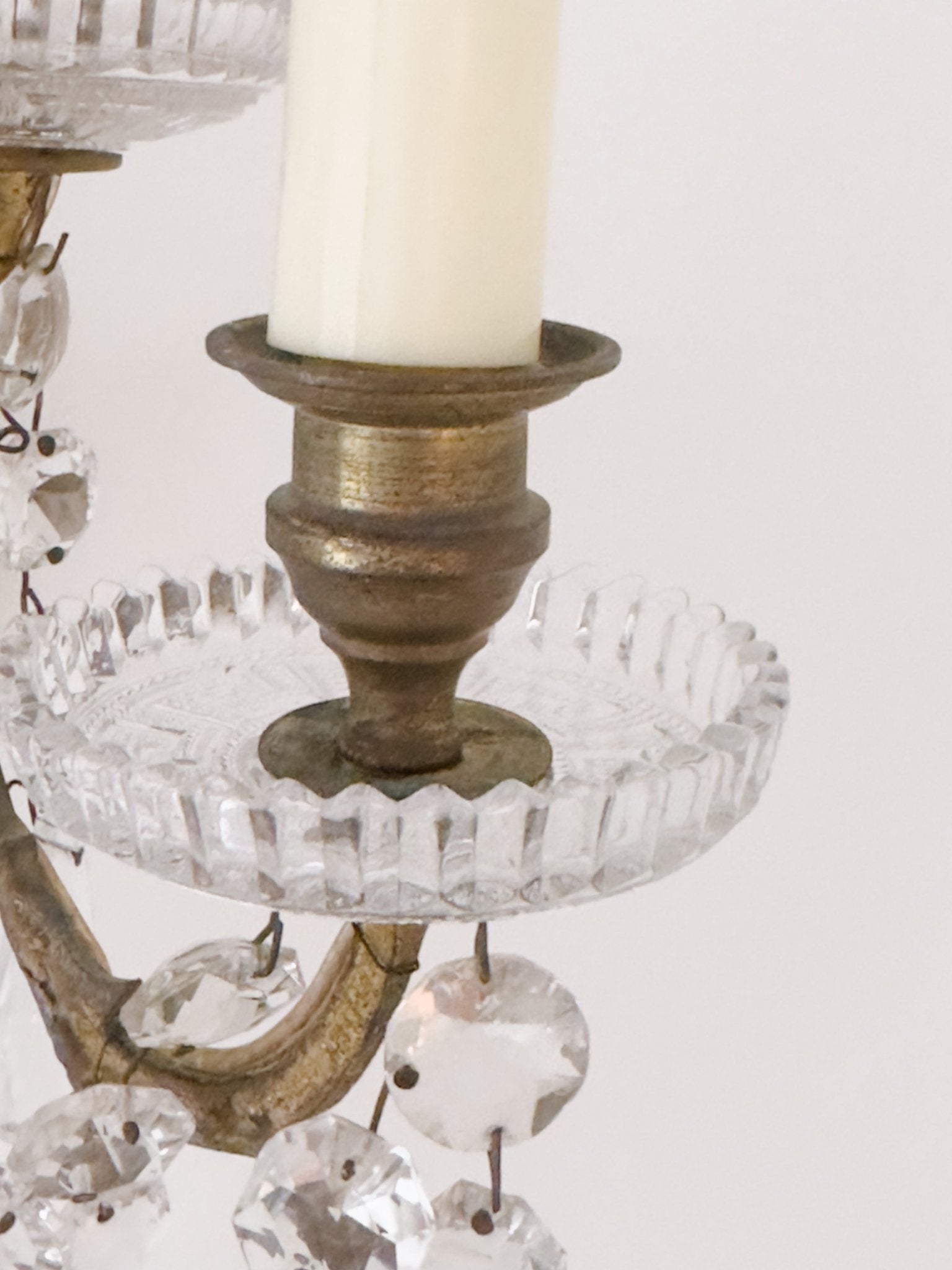 Pair of Vintage French 5 - Light Crystal Sconces - Ivory Lane Home