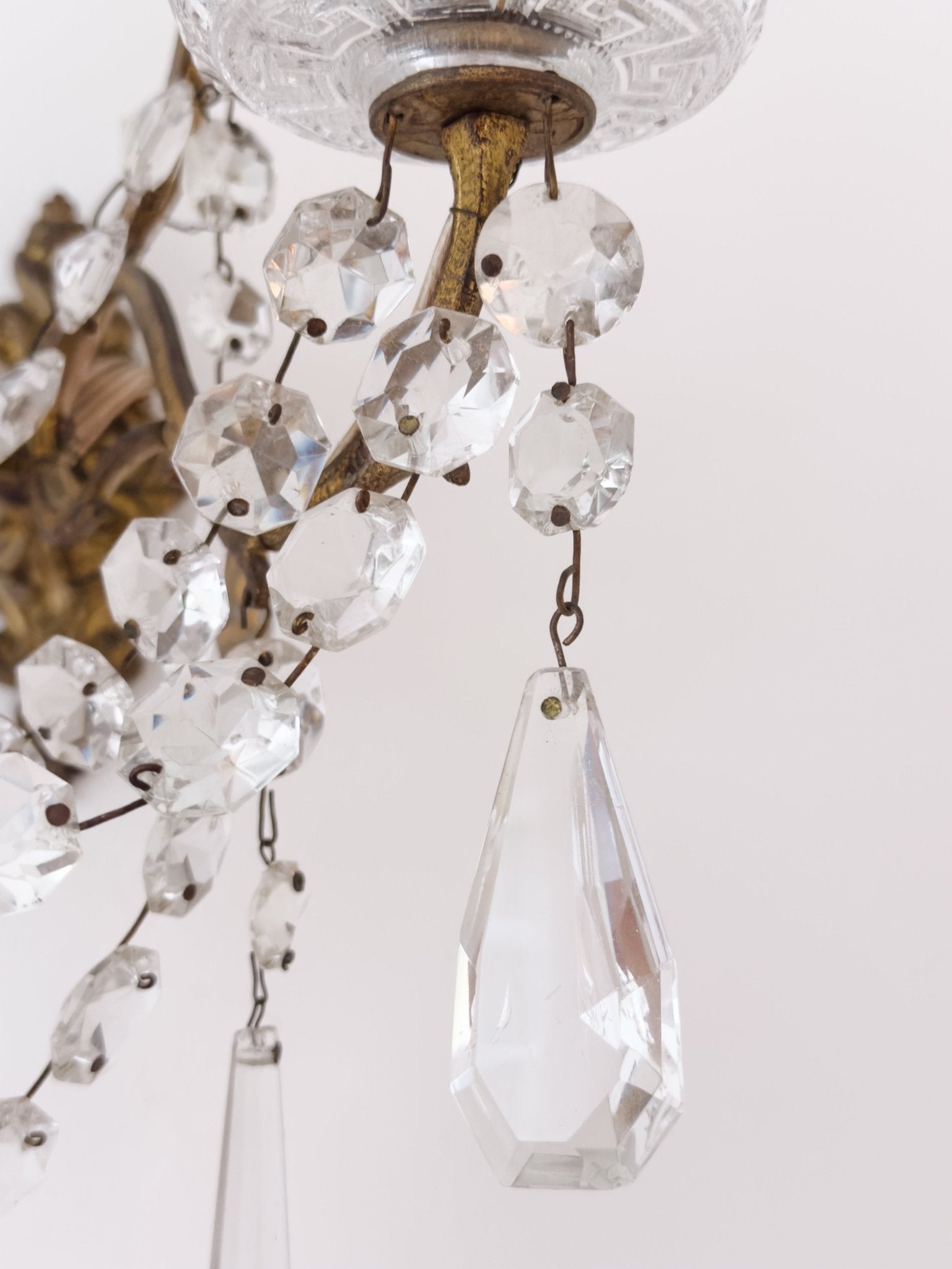Pair of Vintage French 5 - Light Crystal Sconces - Ivory Lane Home