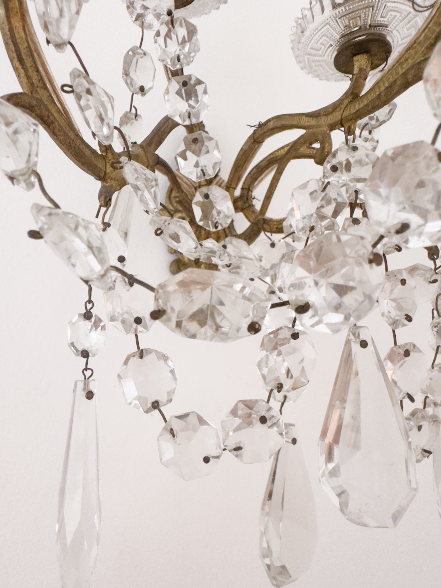 Pair of Vintage French 5 - Light Crystal Sconces - Ivory Lane Home