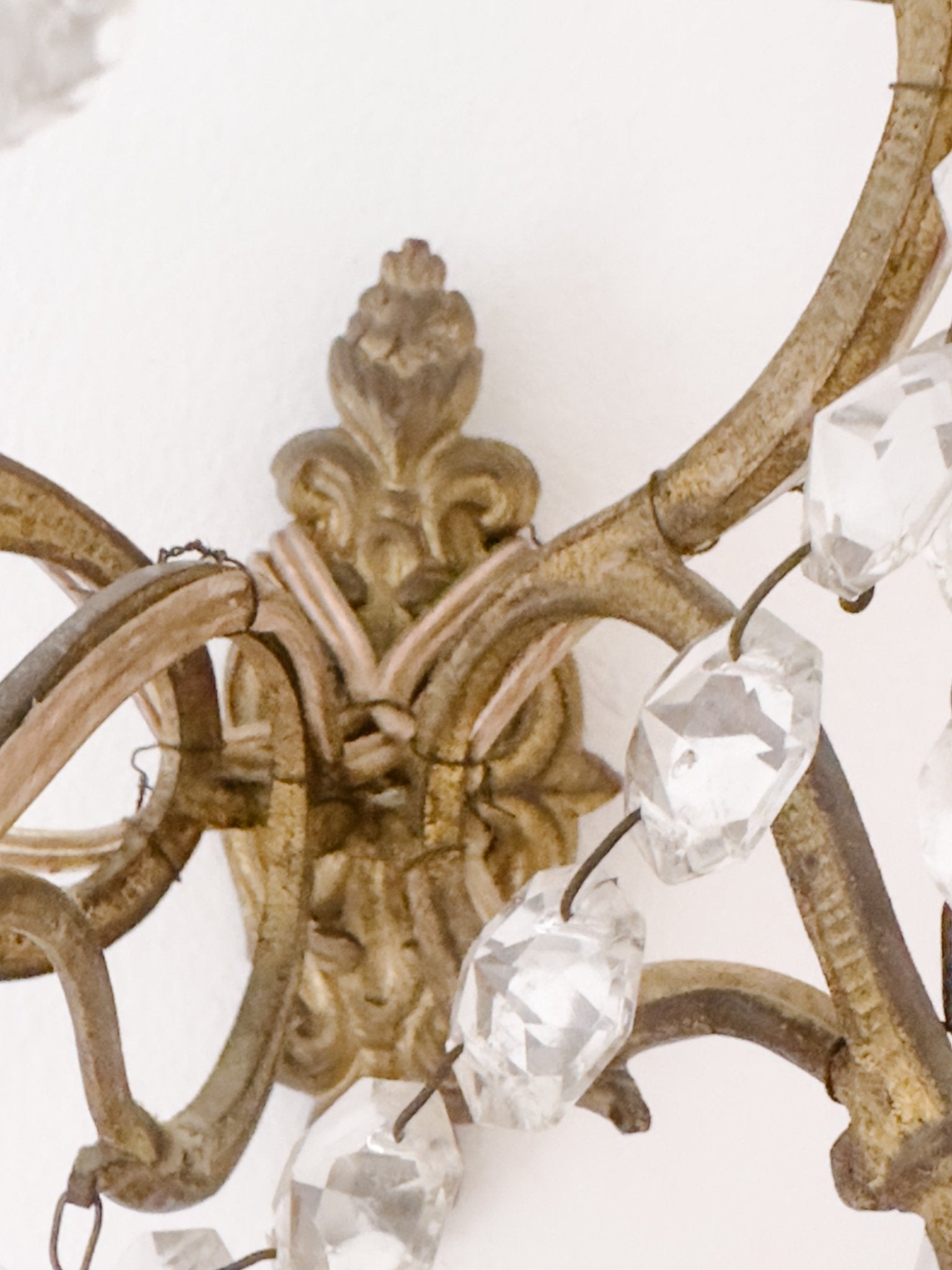 Pair of Vintage French 5 - Light Crystal Sconces - Ivory Lane Home