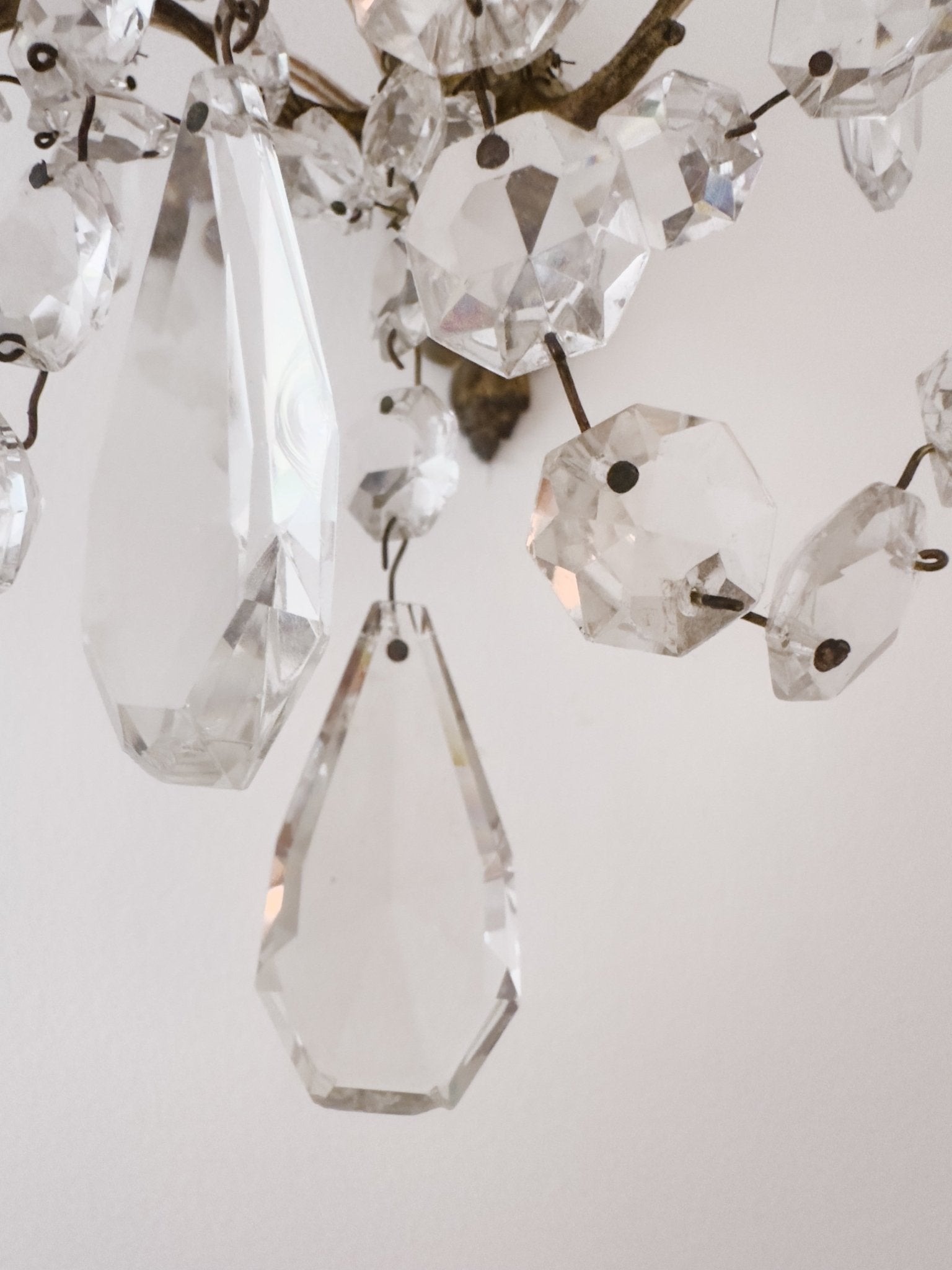 Pair of Vintage French 5 - Light Crystal Sconces - Ivory Lane Home