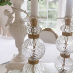 Pair of Vintage Ornate Cut Glass Candleholders - Ivory Lane Home