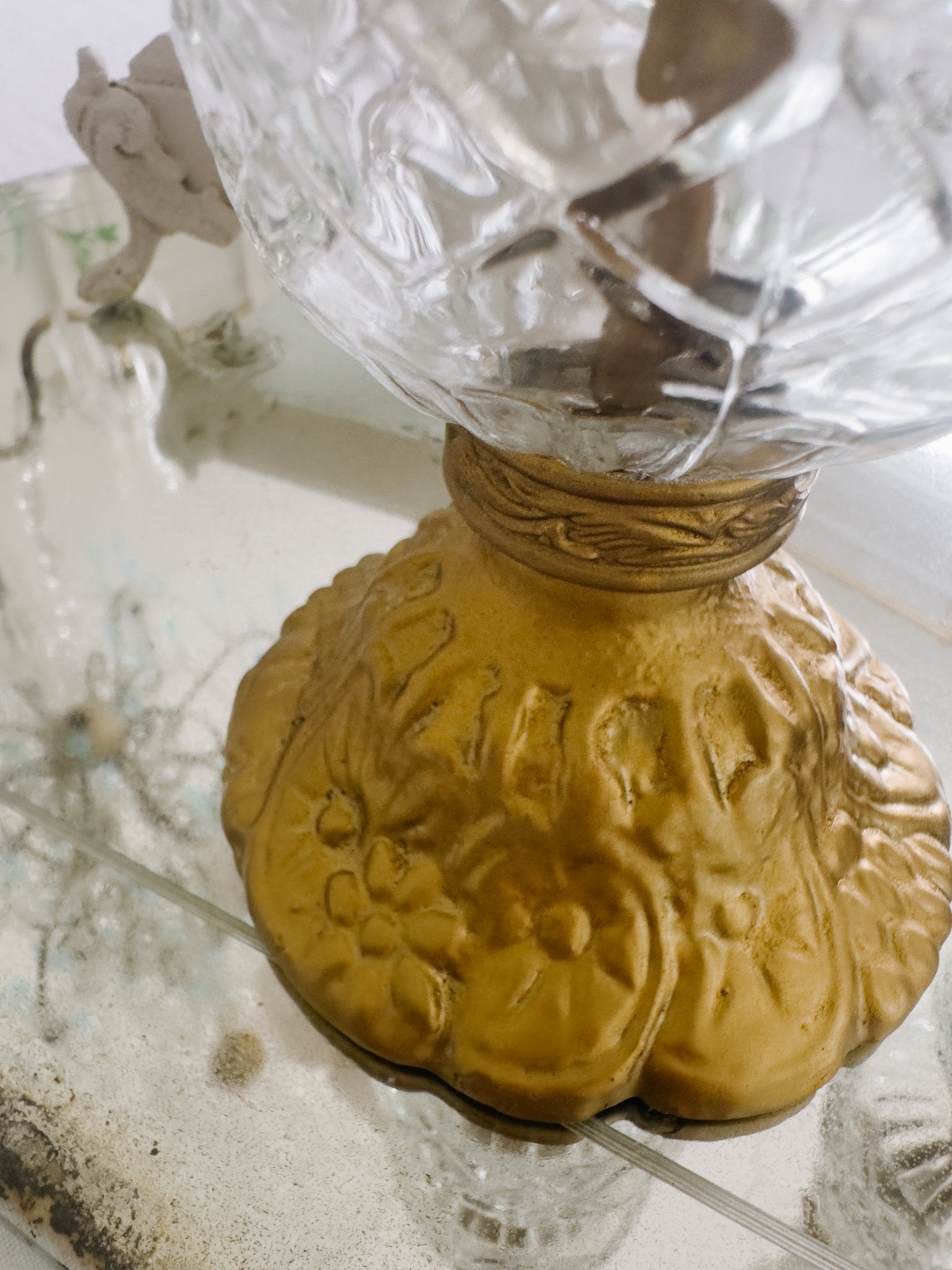 Pair of Vintage Ornate Cut Glass Candleholders - Ivory Lane Home