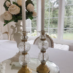 Pair of Vintage Ornate Cut Glass Candleholders - Ivory Lane Home