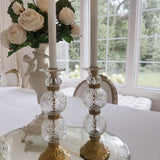 Pair of Vintage Ornate Cut Glass Candleholders - Ivory Lane Home