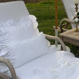 Pure White 12" x 20" Outdoor Double Ruffle Throw Pillow Cover - Ivory Lane Home