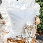 Pure White 18" x 18" Outdoor Ruffle Throw Pillow Cover - Ivory Lane Home