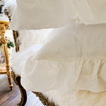 Ruffled Soft White Velvet Throw Pillow - Ivory Lane Home