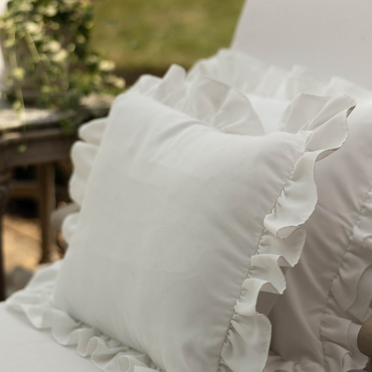 The 18" x 18" Outdoor Ruffled Pillow Cover - Ivory Lane Home