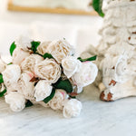 The “Jilly” Real Touch Cabbage Rose Bouquet - Ivory Lane Home