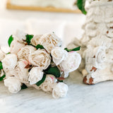 The “Jilly” Real Touch Cabbage Rose Bouquet - Ivory Lane Home