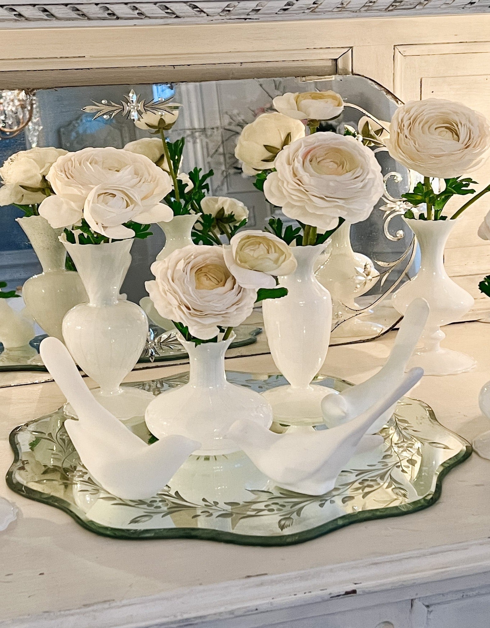 The "Lena" Real Touch Ranunculus White Floral Stem - Ivory Lane Home