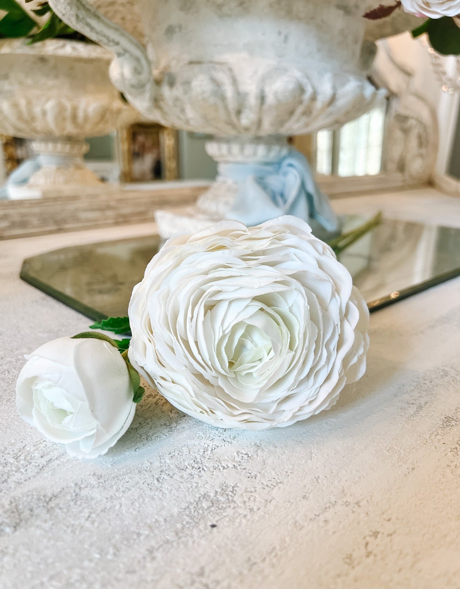 The "Lena" Real Touch Ranunculus White Floral Stem - Ivory Lane Home