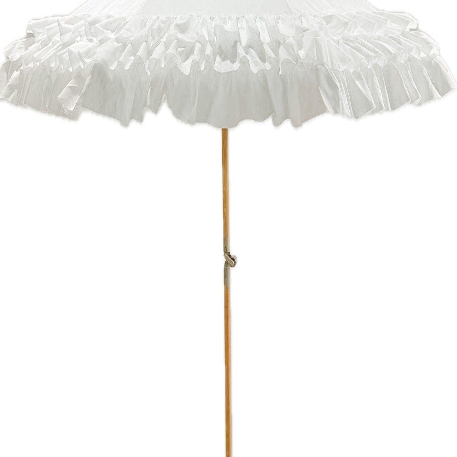 The Ruffled White Beach Umbrella-PREORDER - Ivory Lane Home