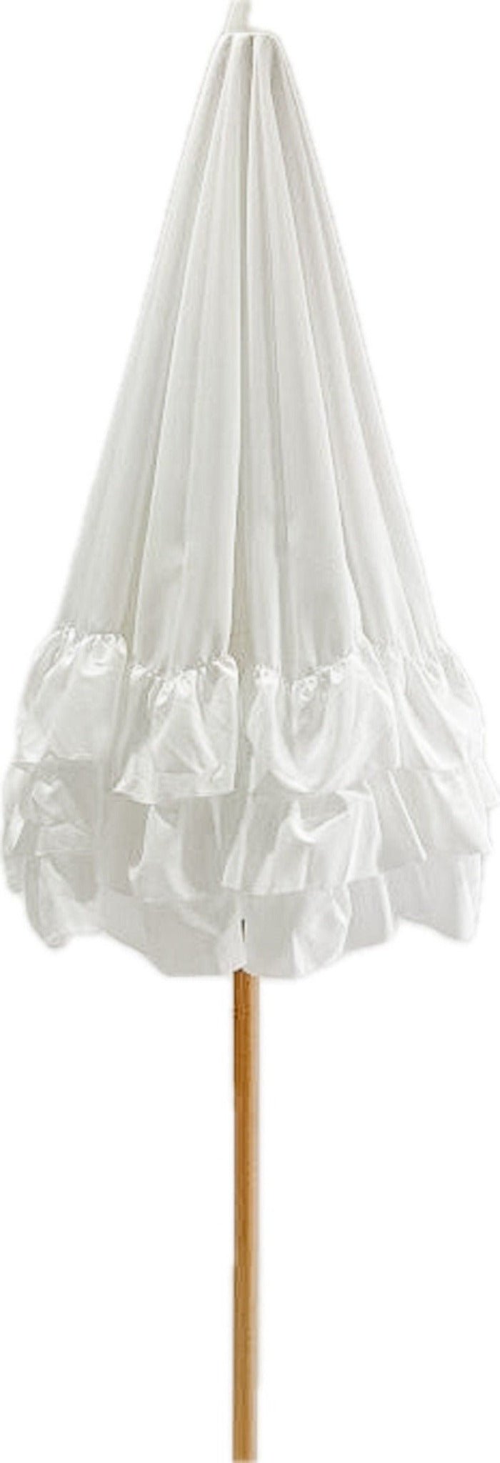 The Ruffled White Beach Umbrella-PREORDER - Ivory Lane Home