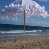 The Ruffled White Beach Umbrella-PREORDER - Ivory Lane Home