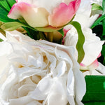 The "Vivian" Real Touch Cream with Pink Peony Spray - Ivory Lane Home