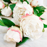 The "Vivian" Real Touch Cream with Pink Peony Spray - Ivory Lane Home