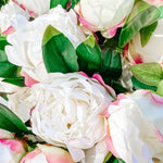 The "Vivian" Real Touch Cream with Pink Peony Spray - Ivory Lane Home