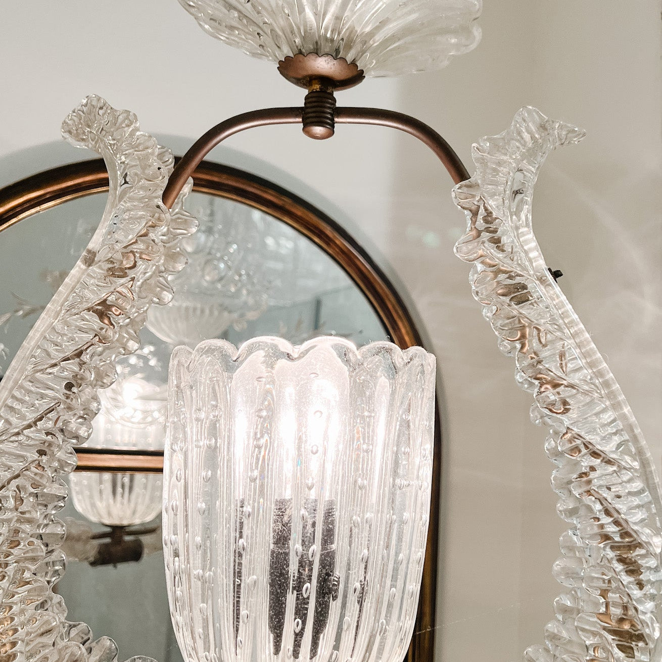 Vintage Art Deco Murano Glass Ceiling Pendant Chandelier Barovier and Toso - Ivory Lane Home