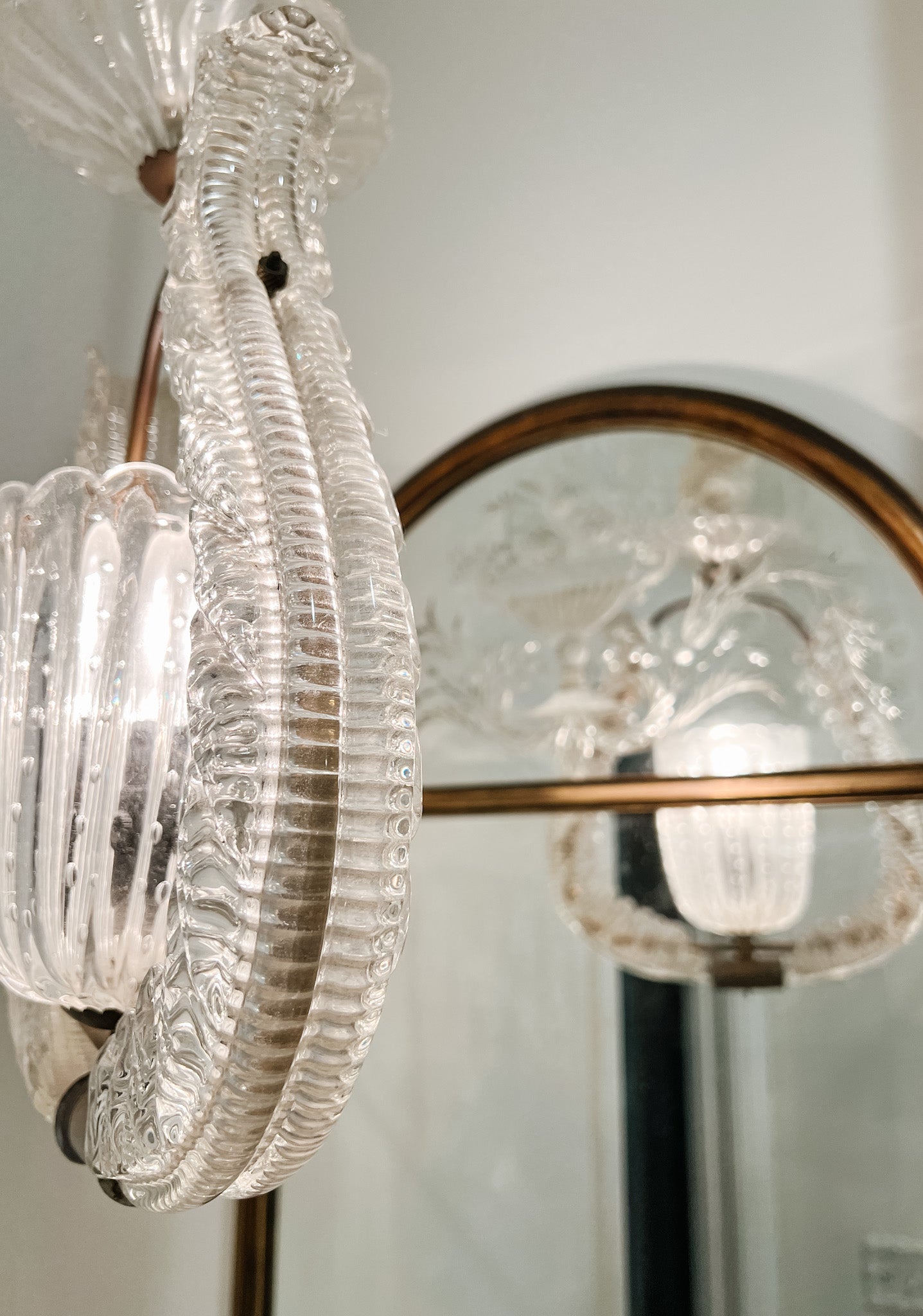 Vintage Art Deco Murano Glass Ceiling Pendant Chandelier Barovier and Toso - Ivory Lane Home