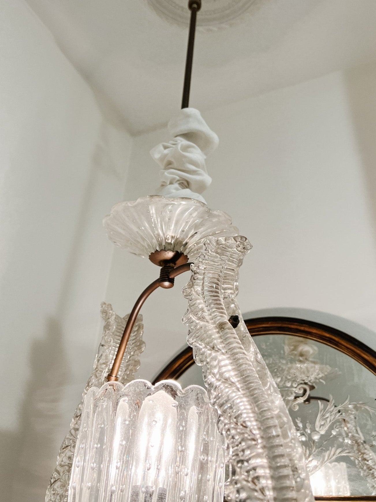 Vintage Art Deco Murano Glass Ceiling Pendant Chandelier Barovier and Toso - Ivory Lane Home