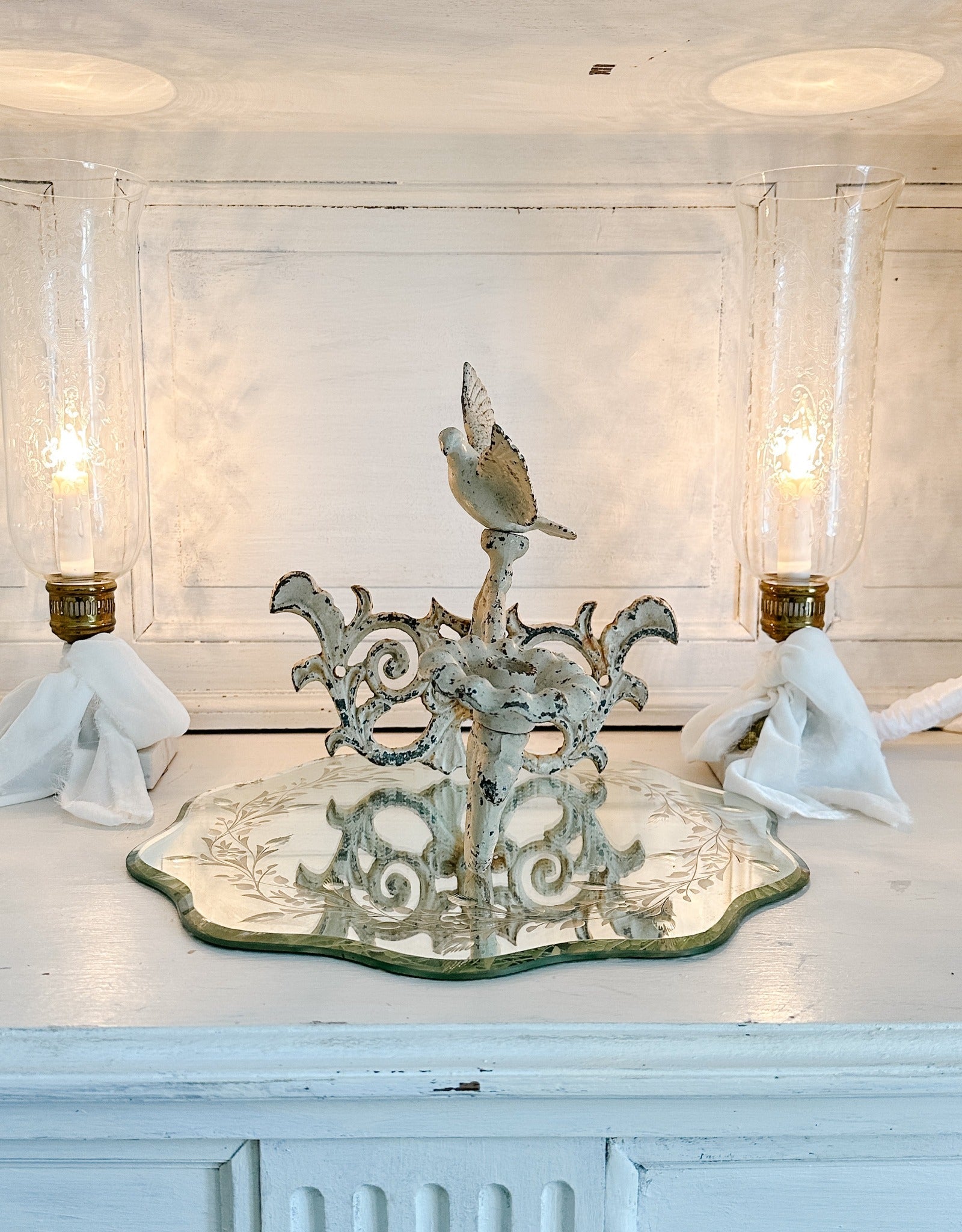 Vintage Cast Iron Bird Garden Candle Sconce - Ivory Lane Home