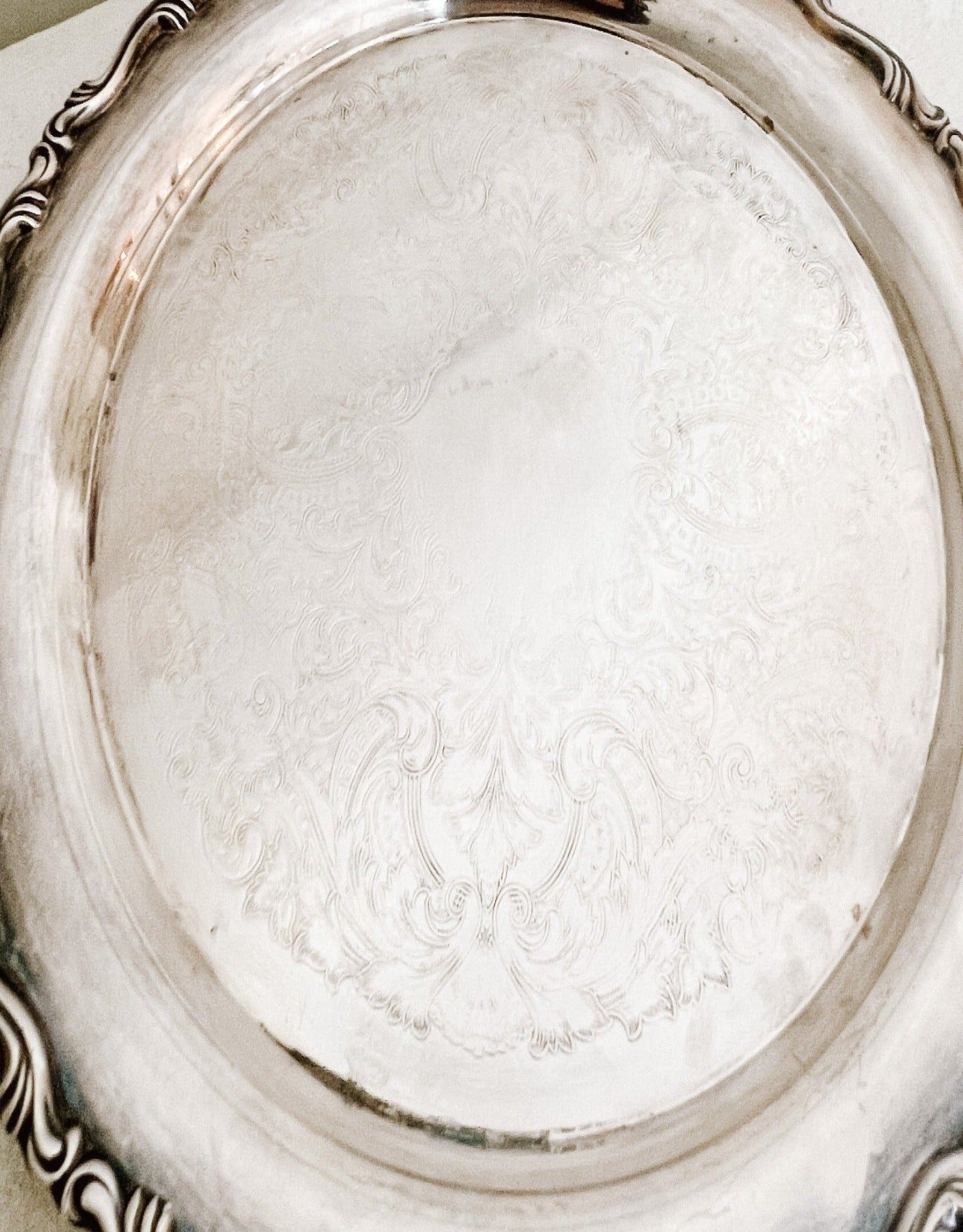 Vintage English Silver Plated Conservatory Tray - Ivory Lane Home