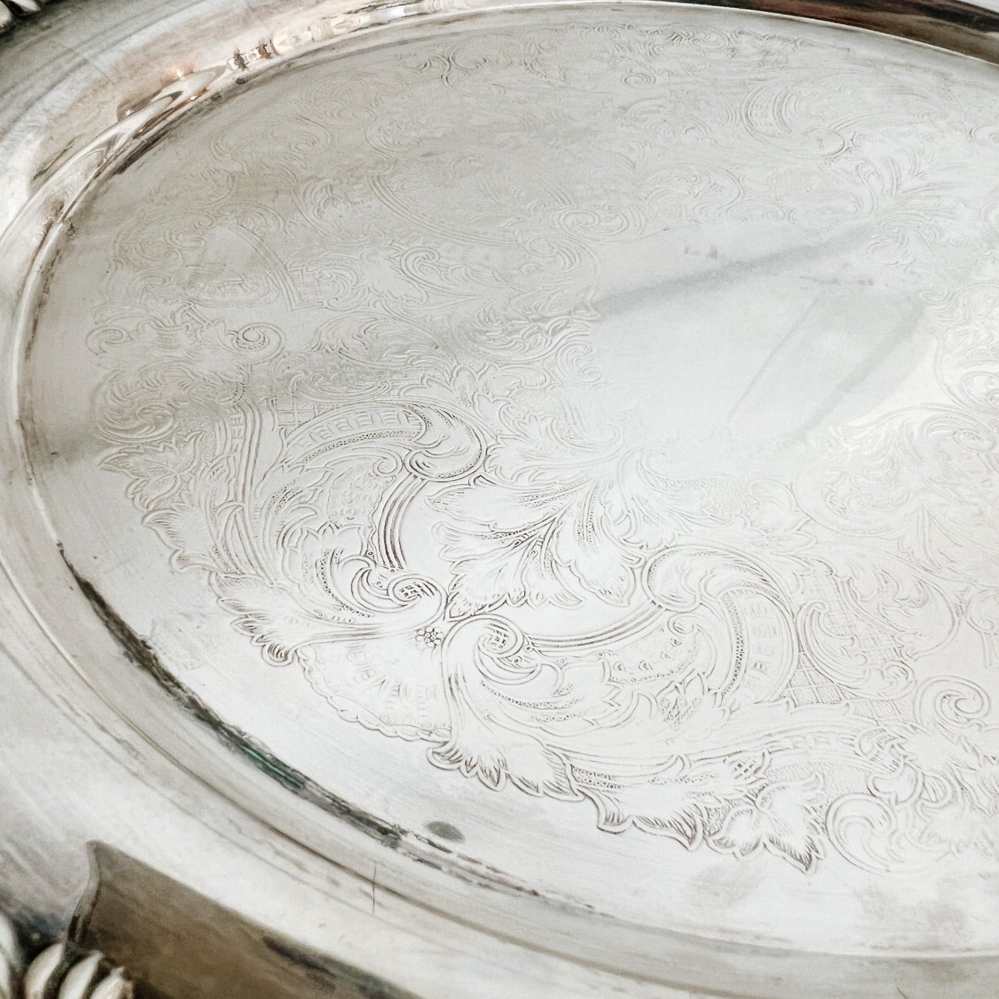 Vintage English Silver Plated Conservatory Tray - Ivory Lane Home