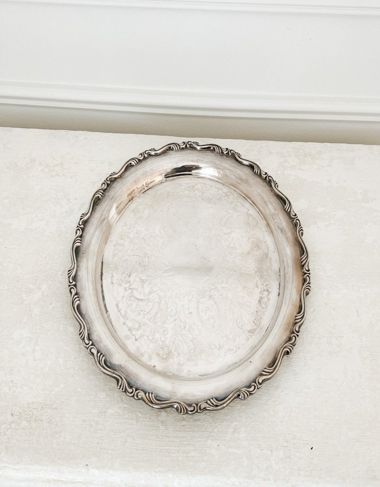Vintage English Silver Plated Conservatory Tray - Ivory Lane Home