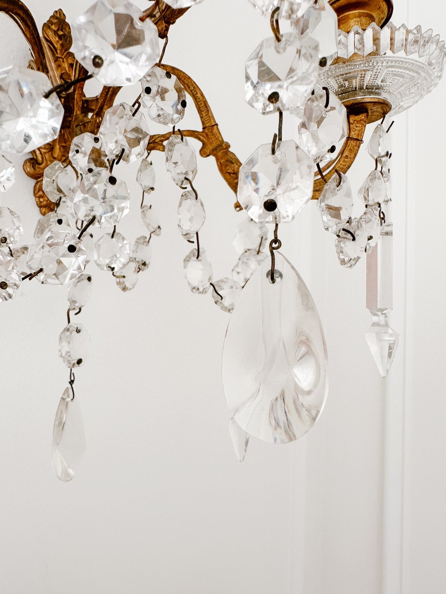 Vintage French 3 - Light Crystal Sconce - Ivory Lane Home
