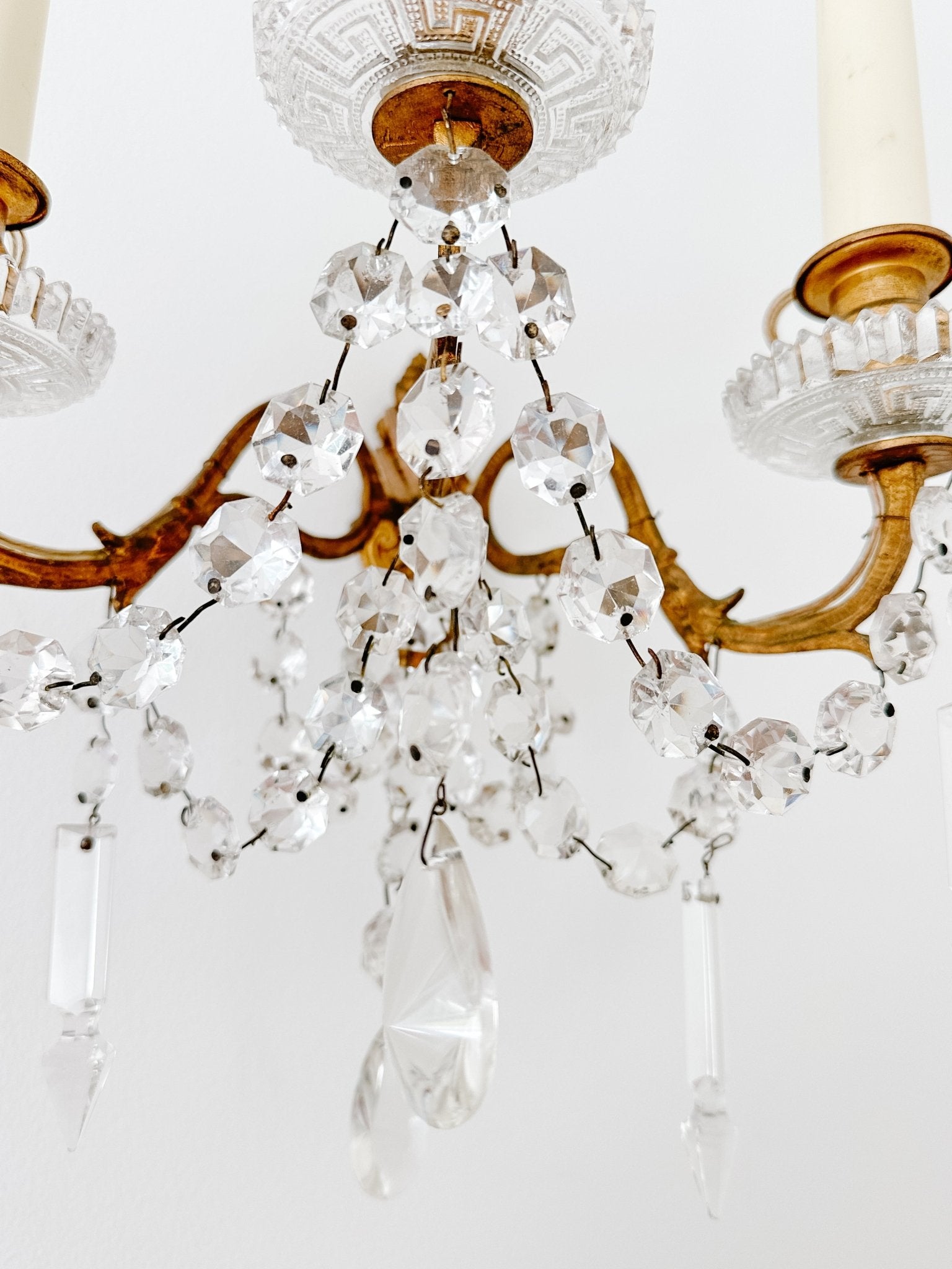 Vintage French 3 - Light Crystal Sconce - Ivory Lane Home