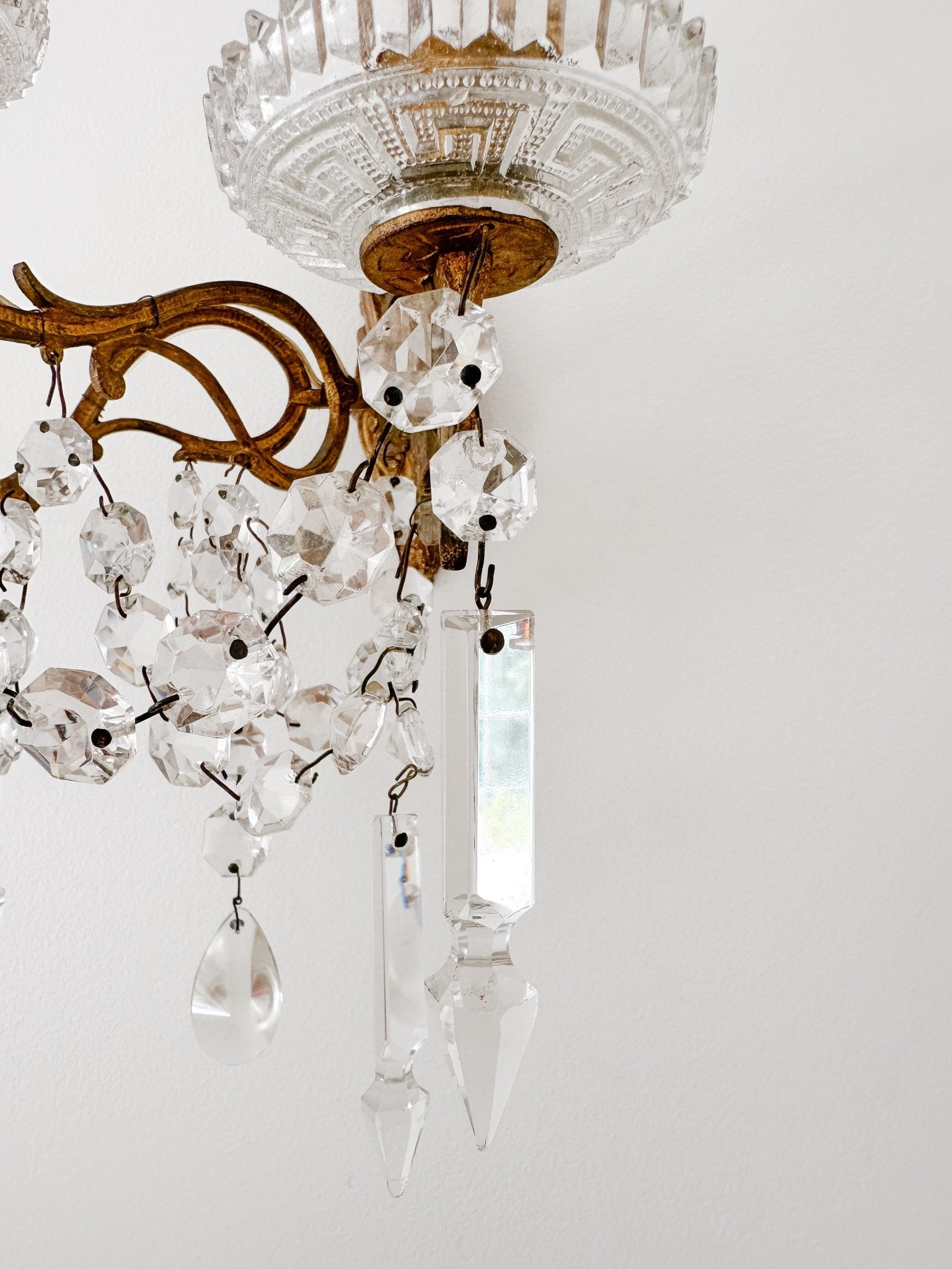 Vintage French 3 - Light Crystal Sconce - Ivory Lane Home