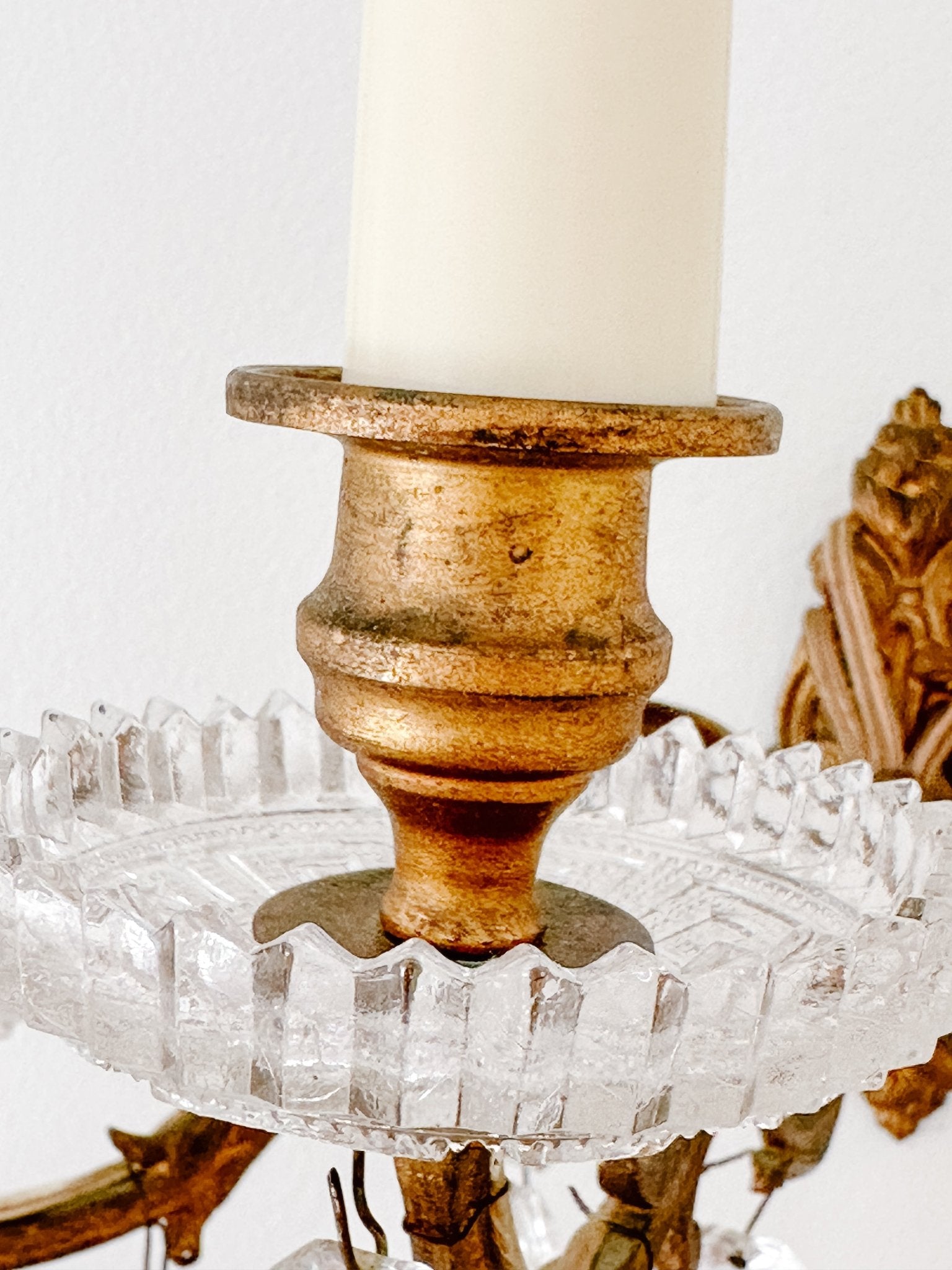 Vintage French 3 - Light Crystal Sconce - Ivory Lane Home